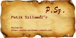 Petik Szilamér névjegykártya